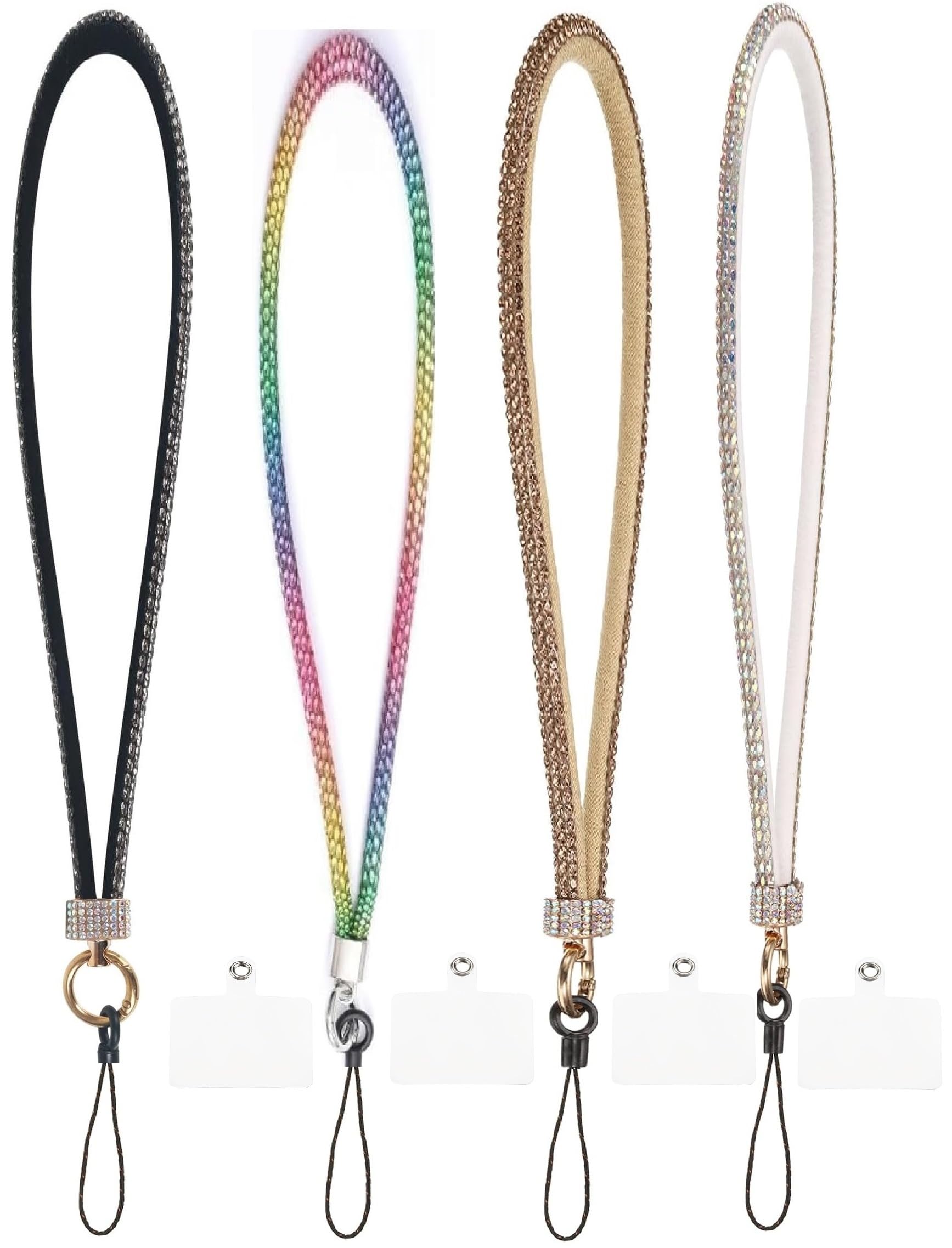 MOCA Long Universal Phone Lanyard, Detachable Wrist Strap Glitters with Phone Tether Tab Patch, Rhimestone String Bling Phone Strap for DIY, Earbuds, Keychain, Coin Purse, Wallet (4, All 4 Colors)-image-16