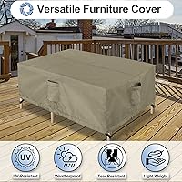 Vista 4 de OutdoorLines Juego de fundas impermeables para muebles de mesa de patio al aire libre, funda rectangular para sofá exterior, resistente a la Camello