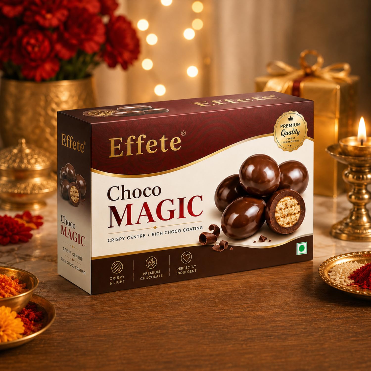 DeoDap Designer Rakhi Set of 3 for Brother β Peacock, Round & Flower Design with Choco Magic Chocolate 32gm, Pooja Coin, Roli Chawal & Card | Rakhi with Chocolate Combo for Raksha Bandhan 2