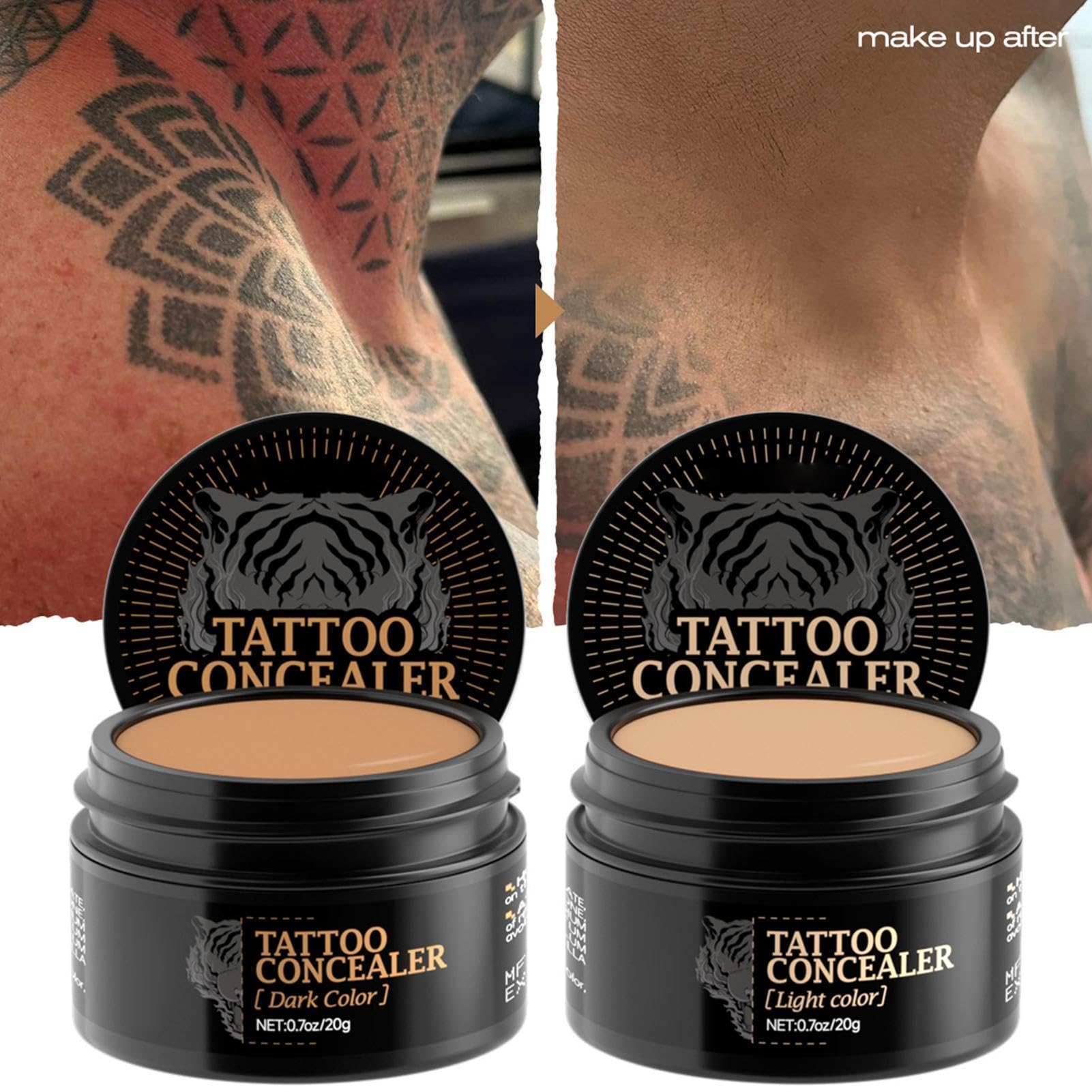 2pcs Copri Tatuaggi, Crema Coprente Capillari Gambe, Coprente Gambe Waterproof, Correttore Occhiaie, 20g, Make Up Correttivo Ipoallergenico E Non Comedogenico, Per Tutti I Tipi Di Pelle, Waterproof