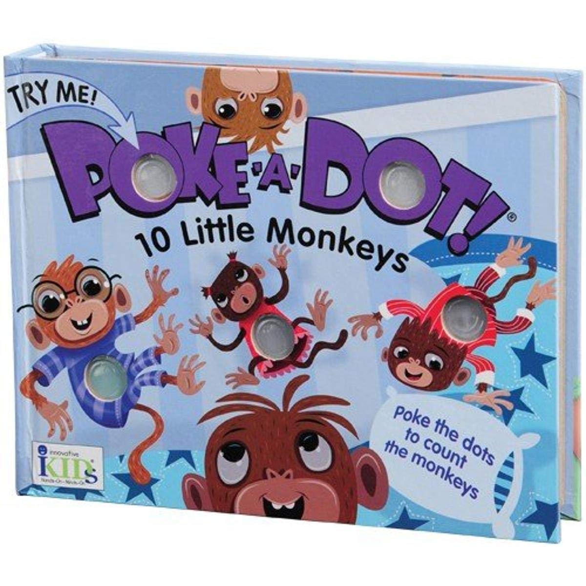 Constructive Playthings INN-85 10 Little Monkeys Poke-A-Dot Count The Monkeys Board Book, Grade: Kindergarten to 3