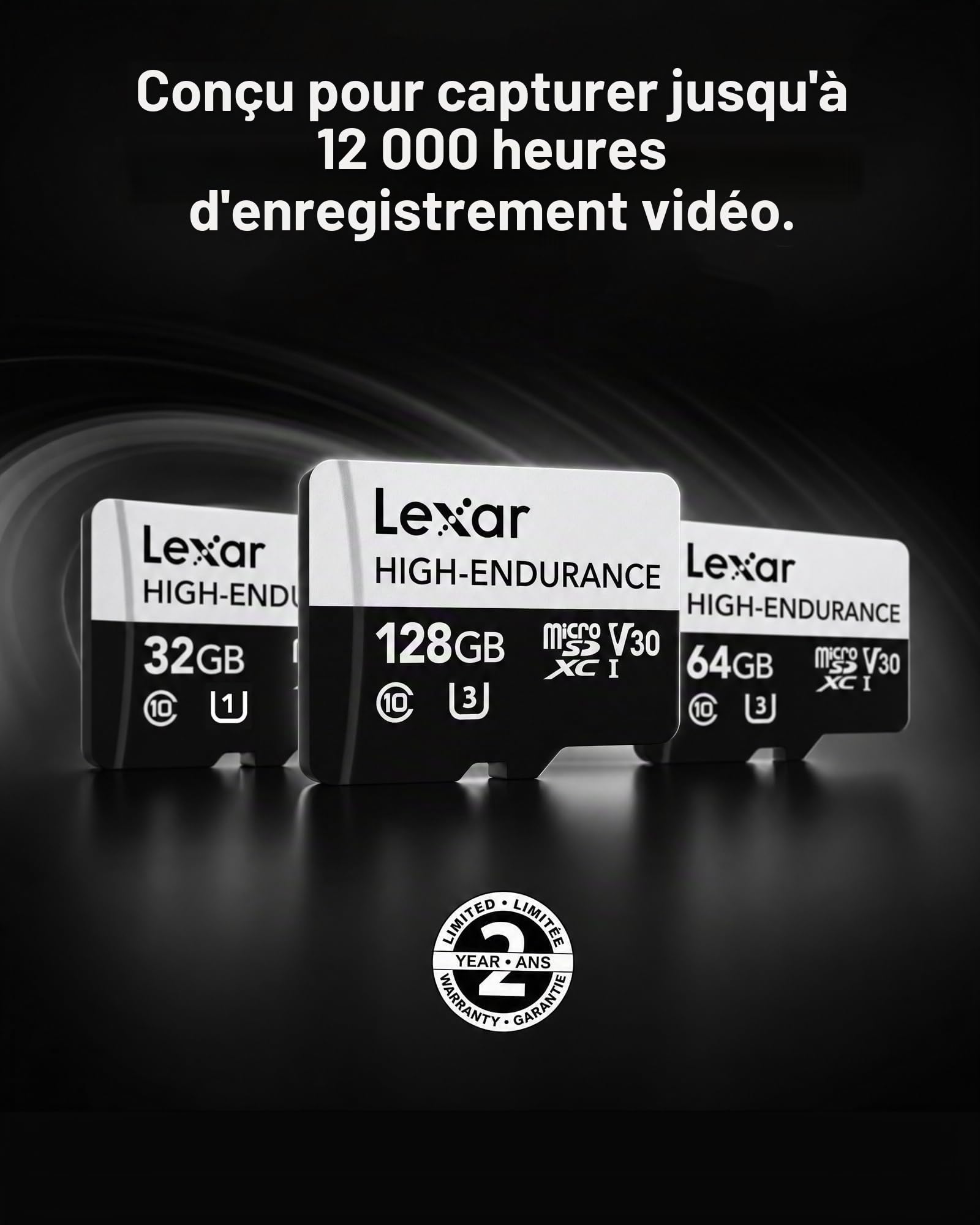 Lexar® Carte microSDHC/microSDXC™ UHS-I Haute Endurance 128 Go