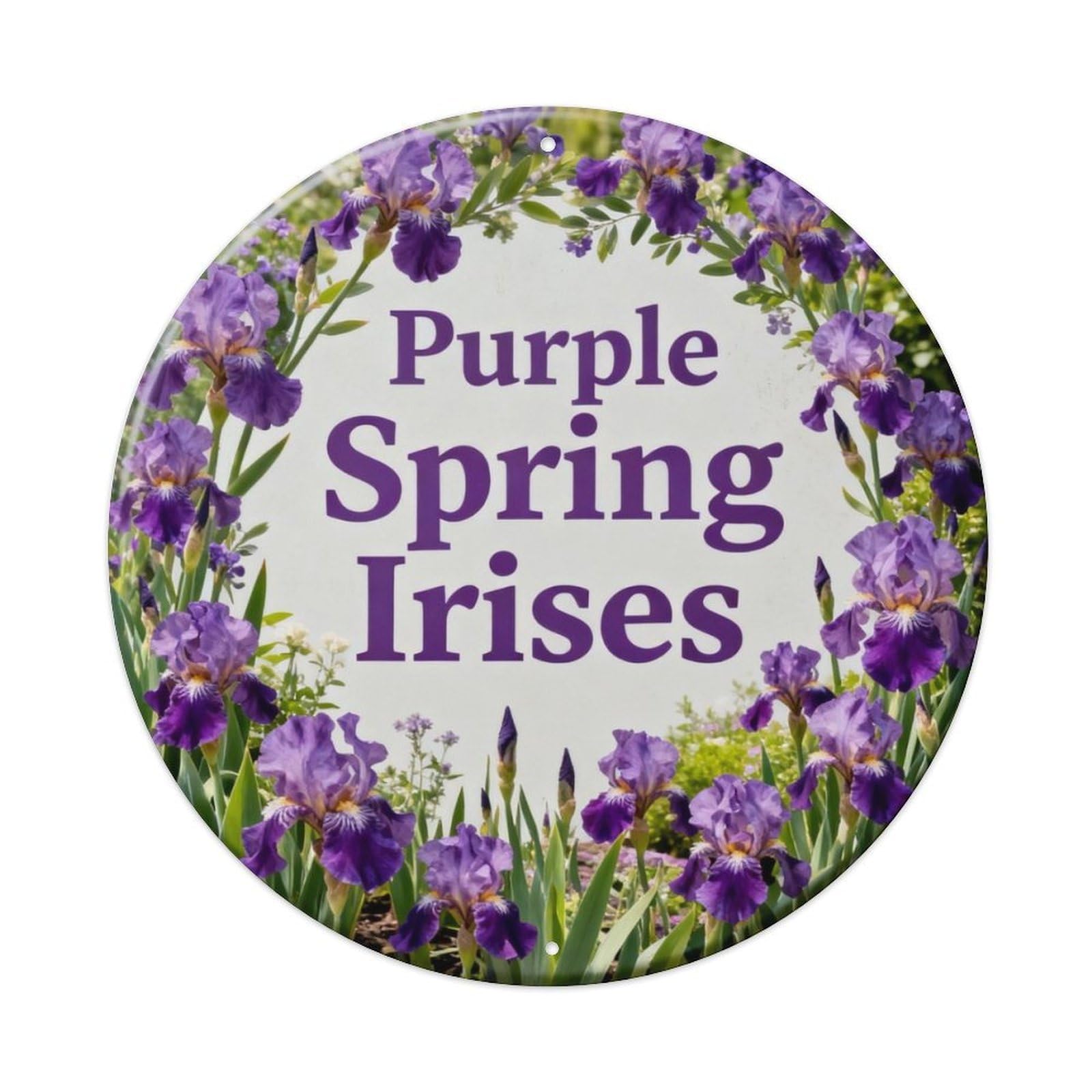 Purple Spring Irises Metal Tin Sign Plaque
