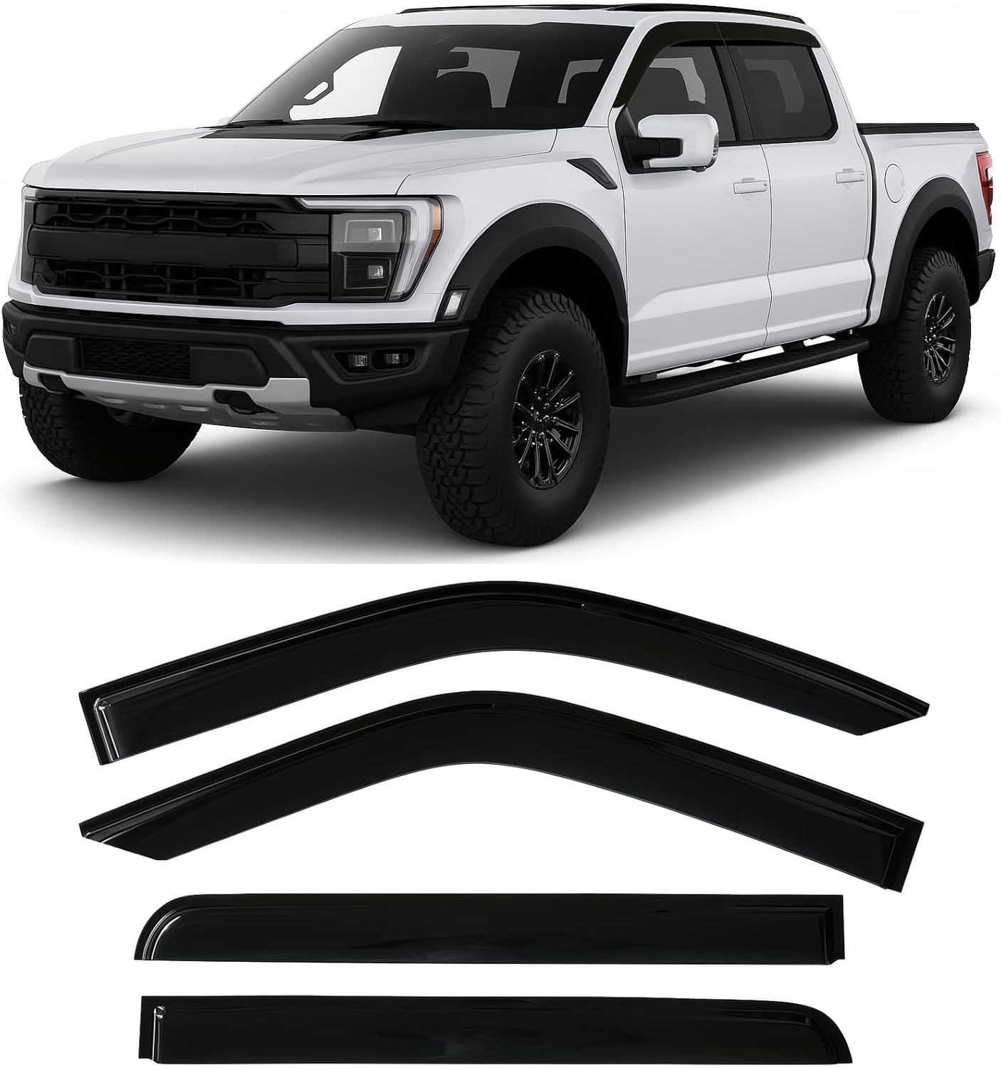 Tape-On Rain Guards for Ford F-150 SuperCrew