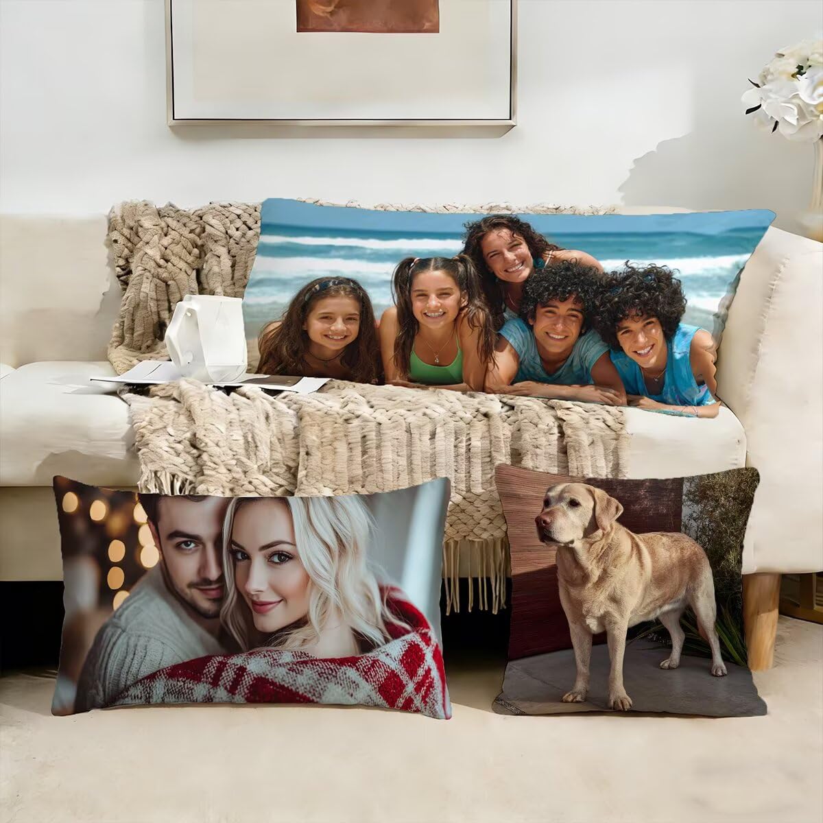Coussin Personnalisé Photo 50x150,Oreiller Personnalisé,Double Face avec Propre Photo et Texte | Coussin Canape Double Face (2 Photos),pour Enfants,Amis,Parents et Couples-Cadeau Personnalisé 0o-36