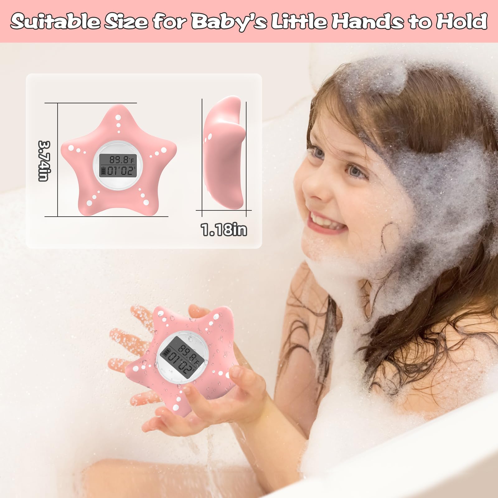 Sicherheits-Baby-Badethermometer mit verbessertem Chip, digitales Wasserthermometer für Baby-Badewanne, genaue Temperaturprüfung und Farbalarm, Umschaltung zwischen ℉ und ℃