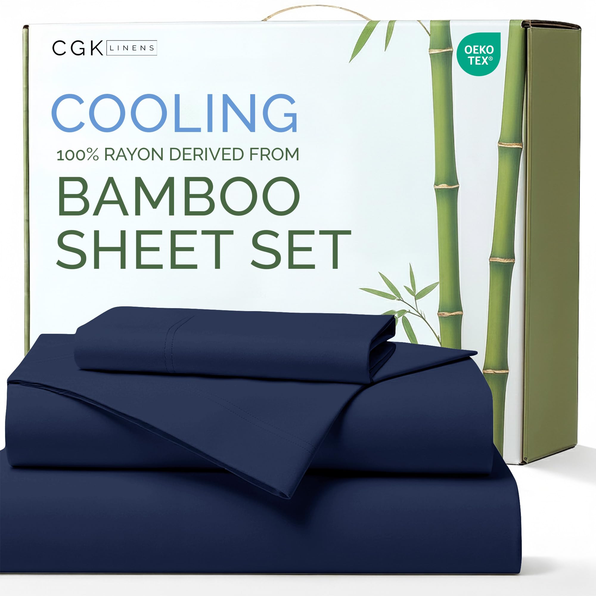 Bed Sheets Twin Size - Cooling Sheets for Twin - 100% Rayon Derived from Bamboo - Soft, Breathable & Hotel Luxury Bedding - 1 Flat & 1 Fitted and 2