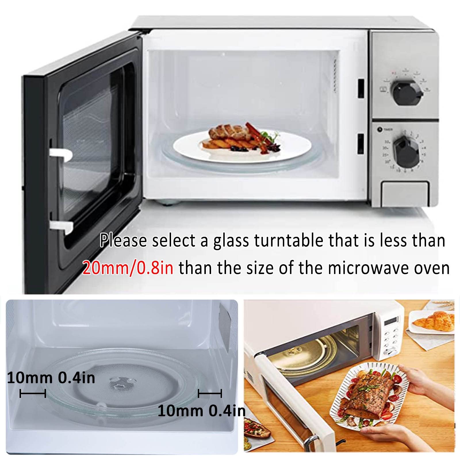 Universall Glasdrehteller Für Mikrowellen, 315mm 270mm 255mm 245mm Durchmesser Rund Mikrowellenteller, Rund Mikrowelle Drehteller Ersatz Teller Für Diverse Mikrowellen, Thickened Durable ( Color : Cle