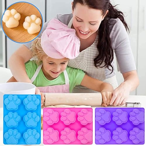 Miniatura 5 de Moldes de silicona para cachorros, patas y huesos, moldes de silicona antiadherentes de grado alimenticio para chocolate, dulces, gelatina, cubitos