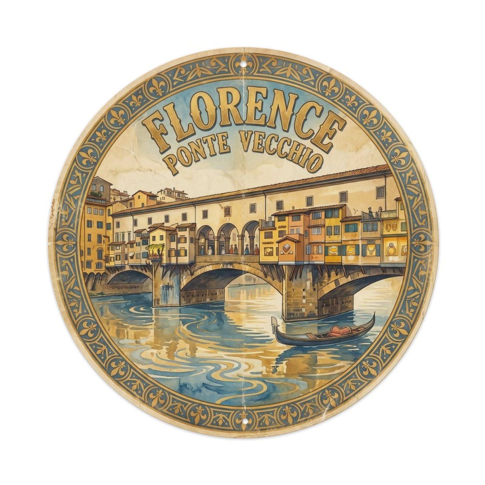 Ponte Florence Italy Heritage Travel Retro Metal Tin Sign