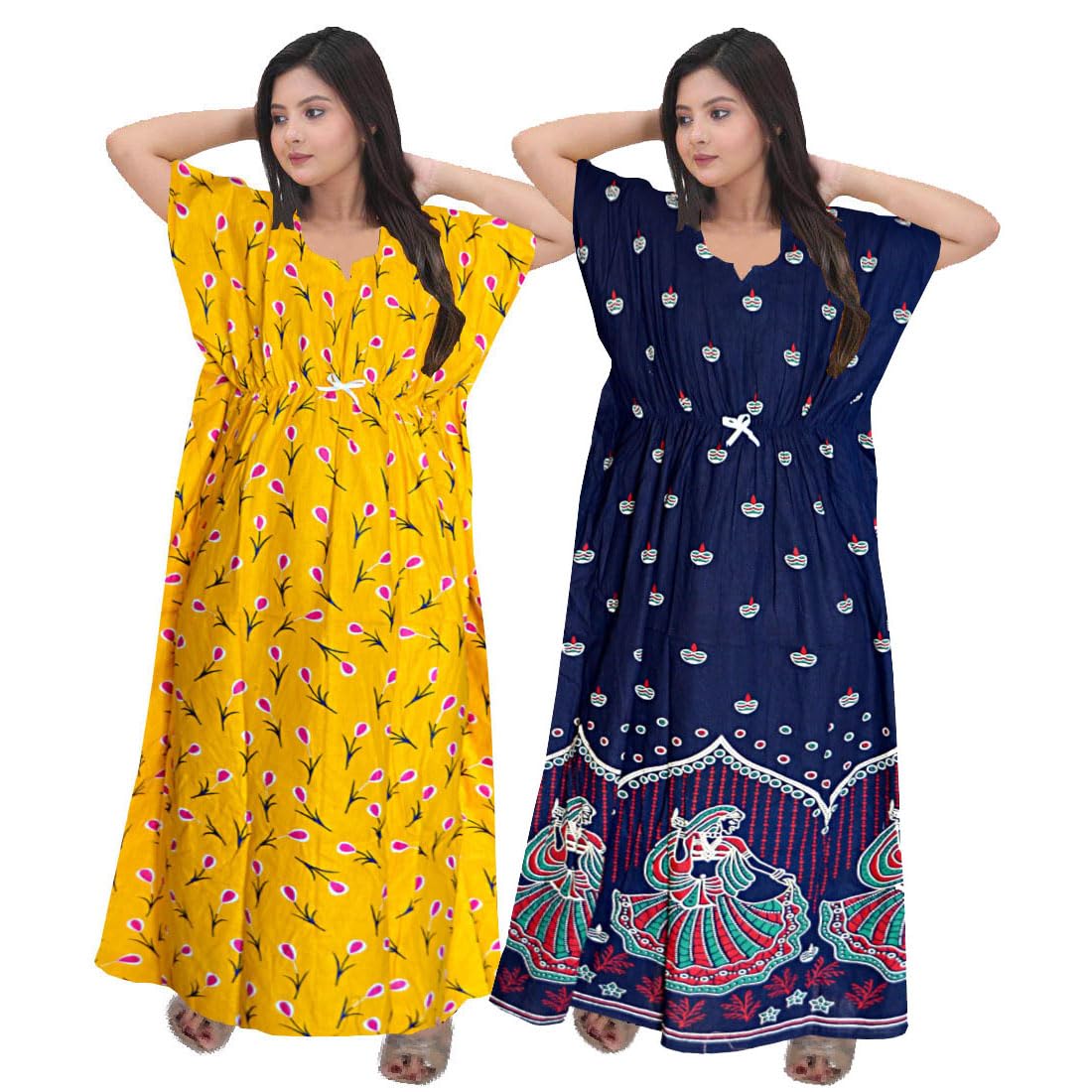 Women's Pure Cotton Nightwear Casual Nighty (FASHION-1080 XL) Yellow-image-10