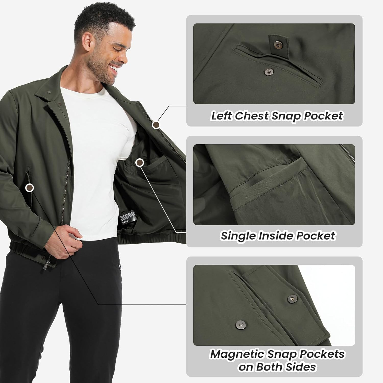 Men's Military Jackets Lightweight Multi Pockets Magnetic Buckle Jacket Spring Outdoor Coats - Image 3
