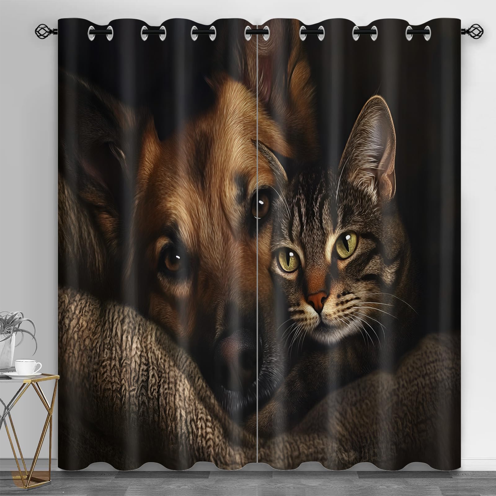 Rideaux courts de cuisine Animal Companion lot de 2 l71xH138 cm
