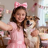 Vista 187 de DOGWONG Collar de perro de San Valentín, collar de perro con estampado de corazones para perros grandes, lindos collares de primavera, hembra