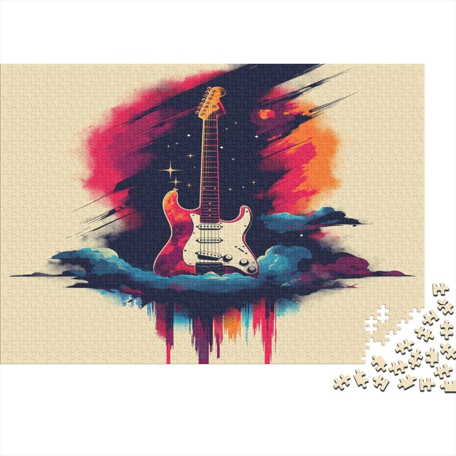 Guitar Puzzle 1000 elementów, 1000 sztuk puzzli dla dorosłych, układanki 1000 elementów, puzzle dla dorosłych dla dorosłych puzzle dla dzieci klasyczne puzzle 1000 sztuk (75 x 50 cm)