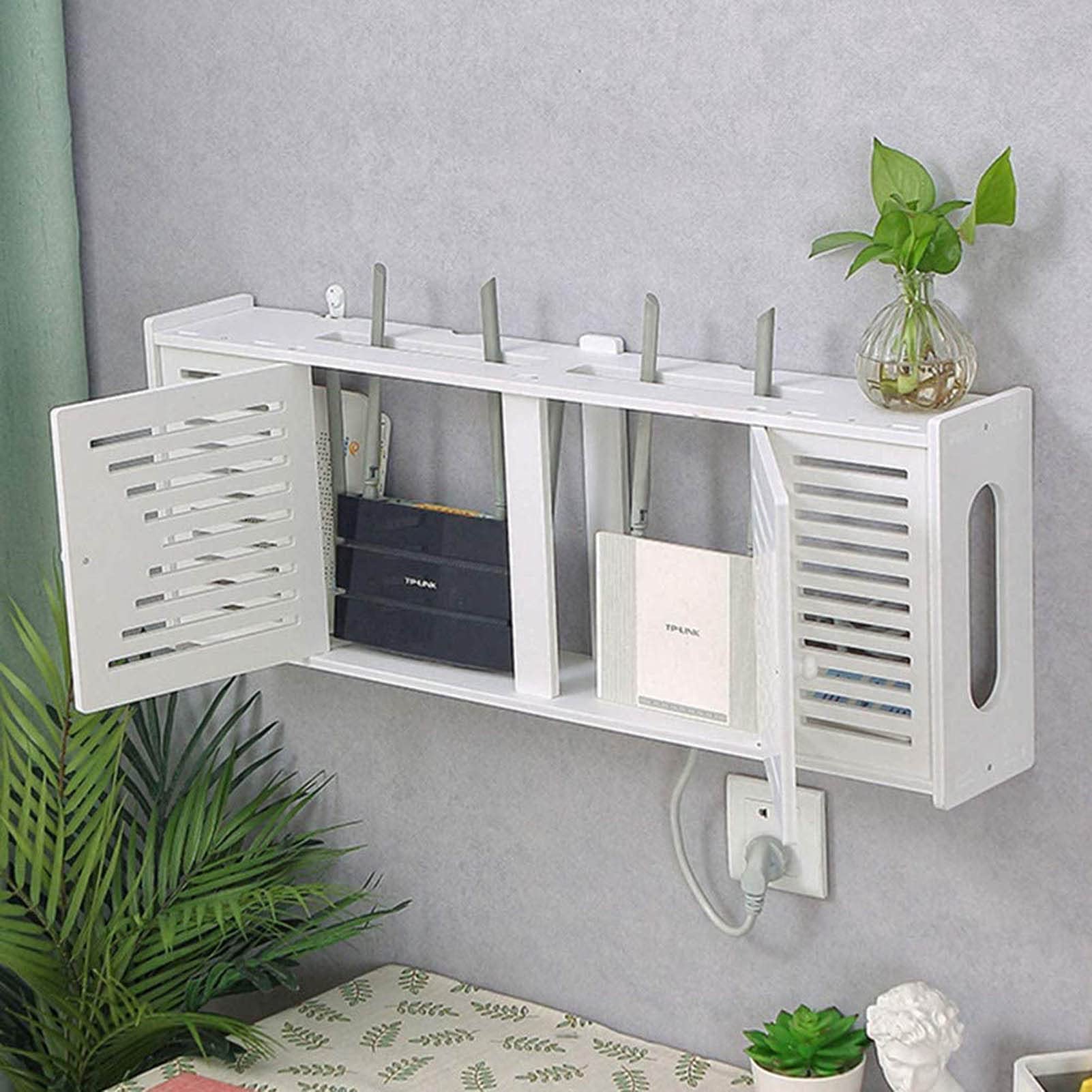 Caja Organizadora Para Cables Y Router - Caja De Almacenamiento Gris, Con Ventilación, Para Ordenar Enchufes Y Decorar