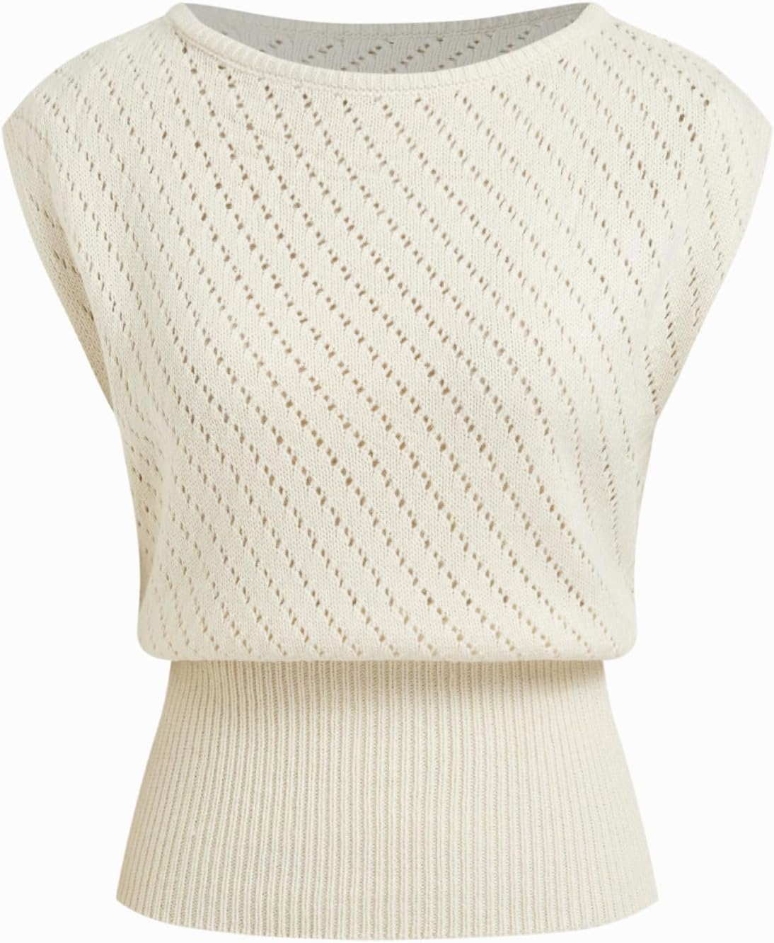 CIDER Summer Short Sleeve Sweater Vest for Women Boat Neck Ribbed Knit Cap Sleeve Cut Out Tops Going Out Trendy Tee