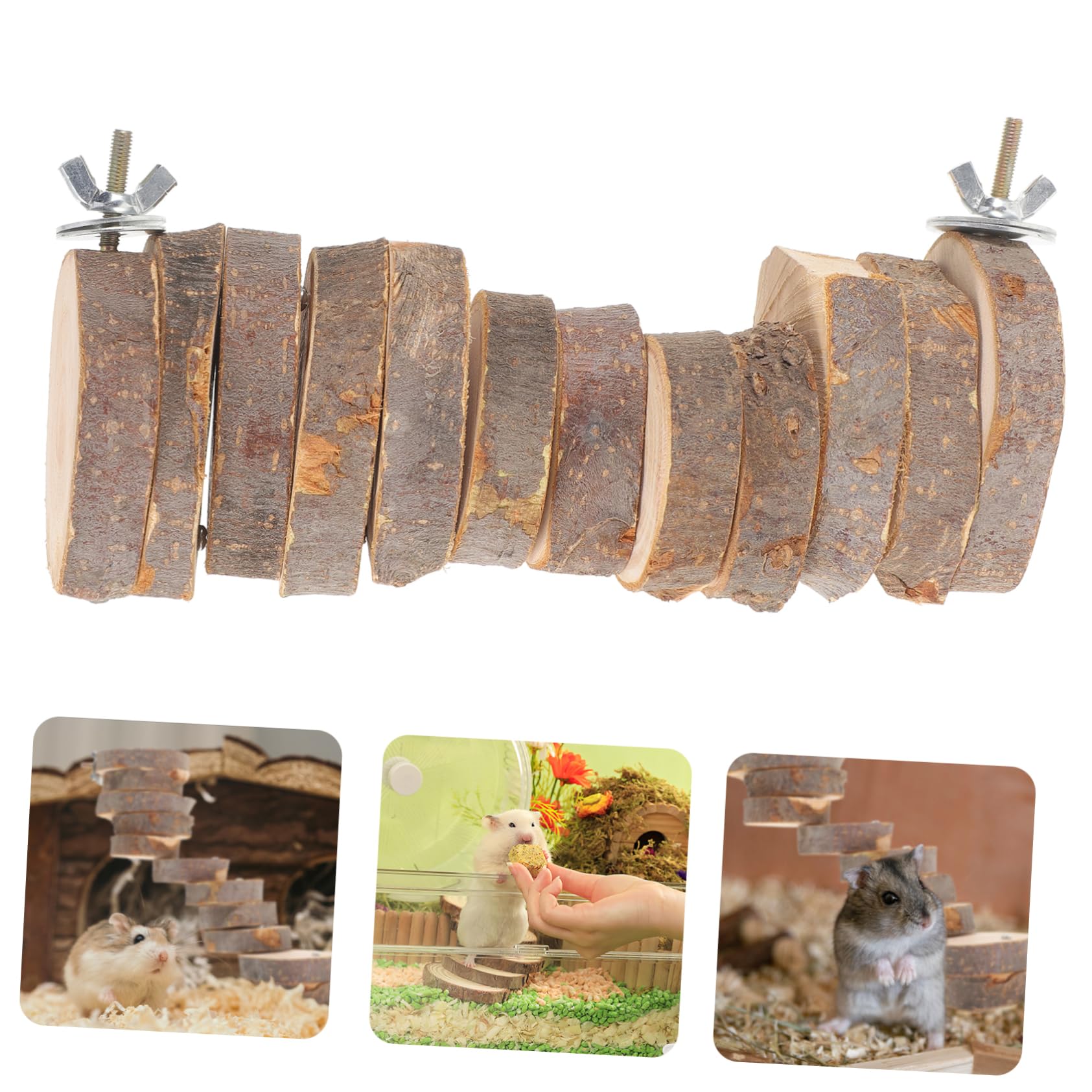 Mikikit Parrot Ladder Wooden Climbing Platform for Birds Hamsters and Pets Safe Chewing and Playing Accessory for Parakeets Macaws and Mice Rungs