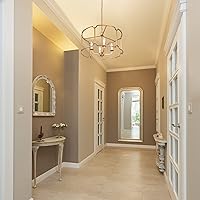 Vista 5 de LALUZ Lámpara de araña dorada, lámpara de tambor moderna, accesorios de iluminación para comedor con acabado dorado antiguo para cocina y sala