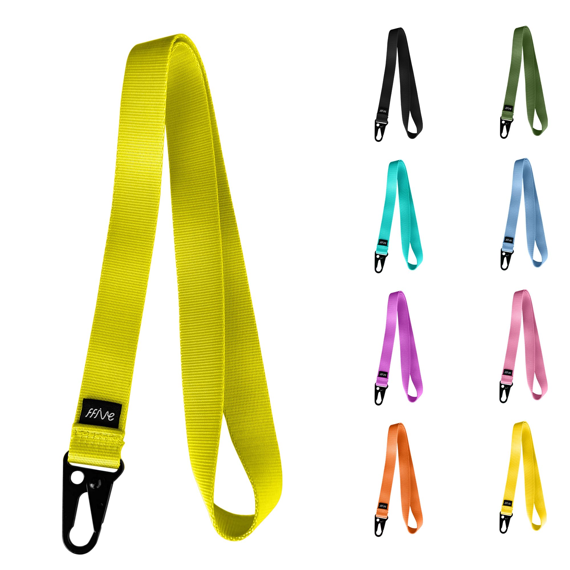 FFIVE - Lanyard nylon real - colgar cuello llaves telefono movil tarjeta identificacion cartera reforzado carabiner lanyard