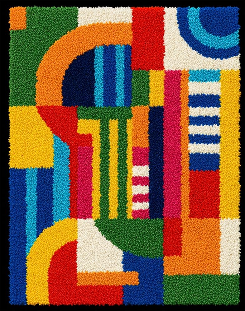 FWRTYCB Latch Hook Kit for Adults and Beginners -Geometric Patterns DIY Tapestry Rug Making with Printed Patterns,20X15Inch Canvas Yarn for Home Décor