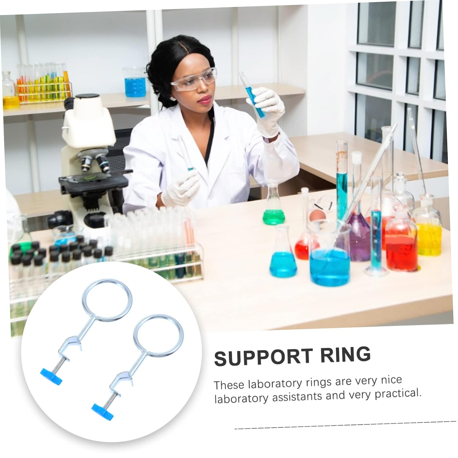 GANAZONO 3pcs Support Stand Clamps for Labs Practical Retort Stand Ring for Chemical Experiments Compatible Various Glassware Color Random