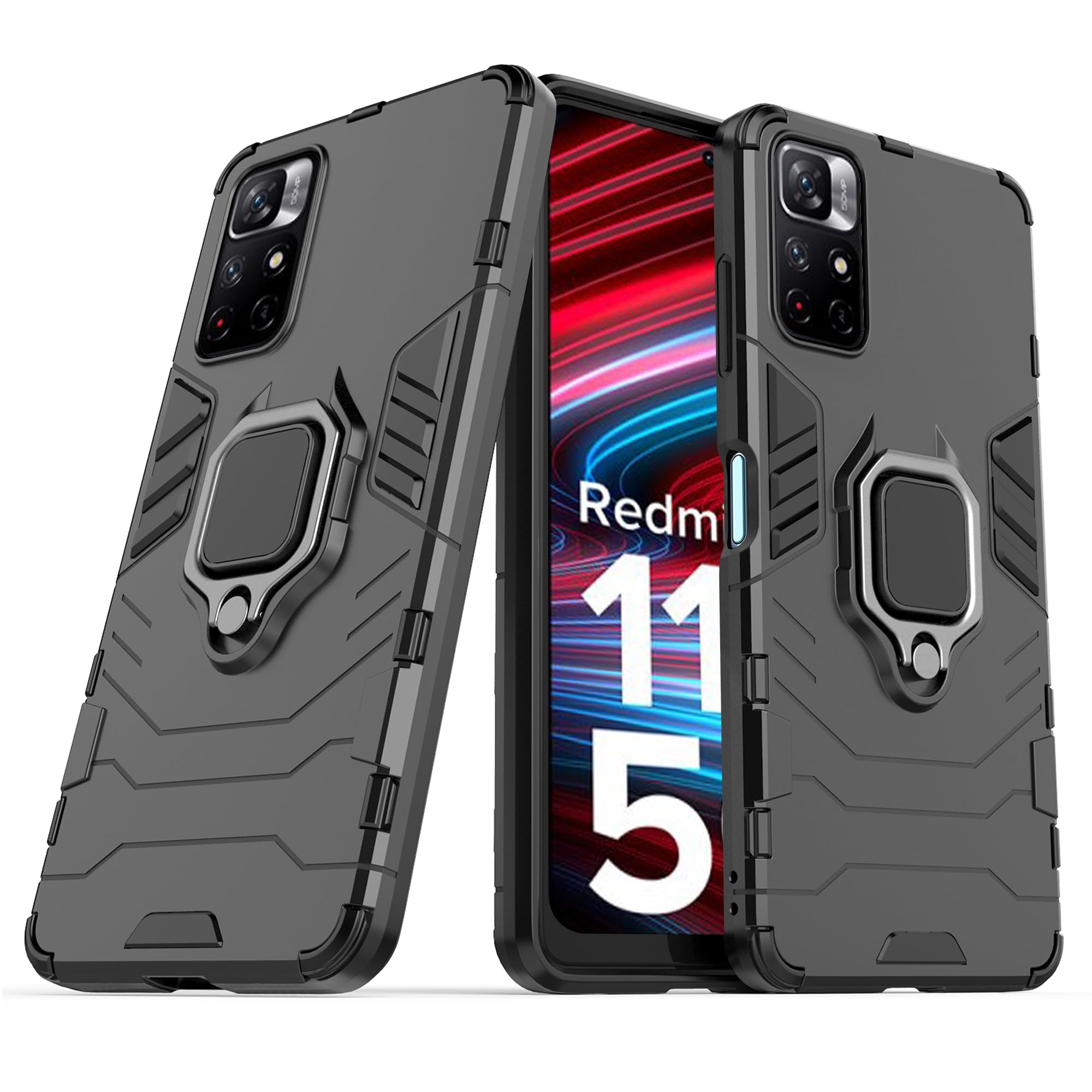 CEDO Rugged Redmi Note 11T (5G) / Poco M4 Pro (5G) Defender Case | Rotating Ring Holder & Kickstand in-Built | Military Grade Armor | Bumper Back Cover (Black) (B09NC58ZW8) Amazon Price History, Amazon Price Tracker