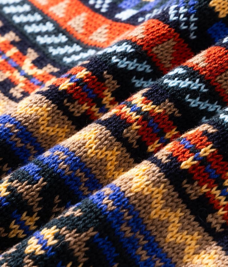 [mocoly] ヴィンテージニット フェアアイル模様 ウール混紡セーター 男用 オーバーサイズ 冬の防寒 肌触り良好 3WAYスタ