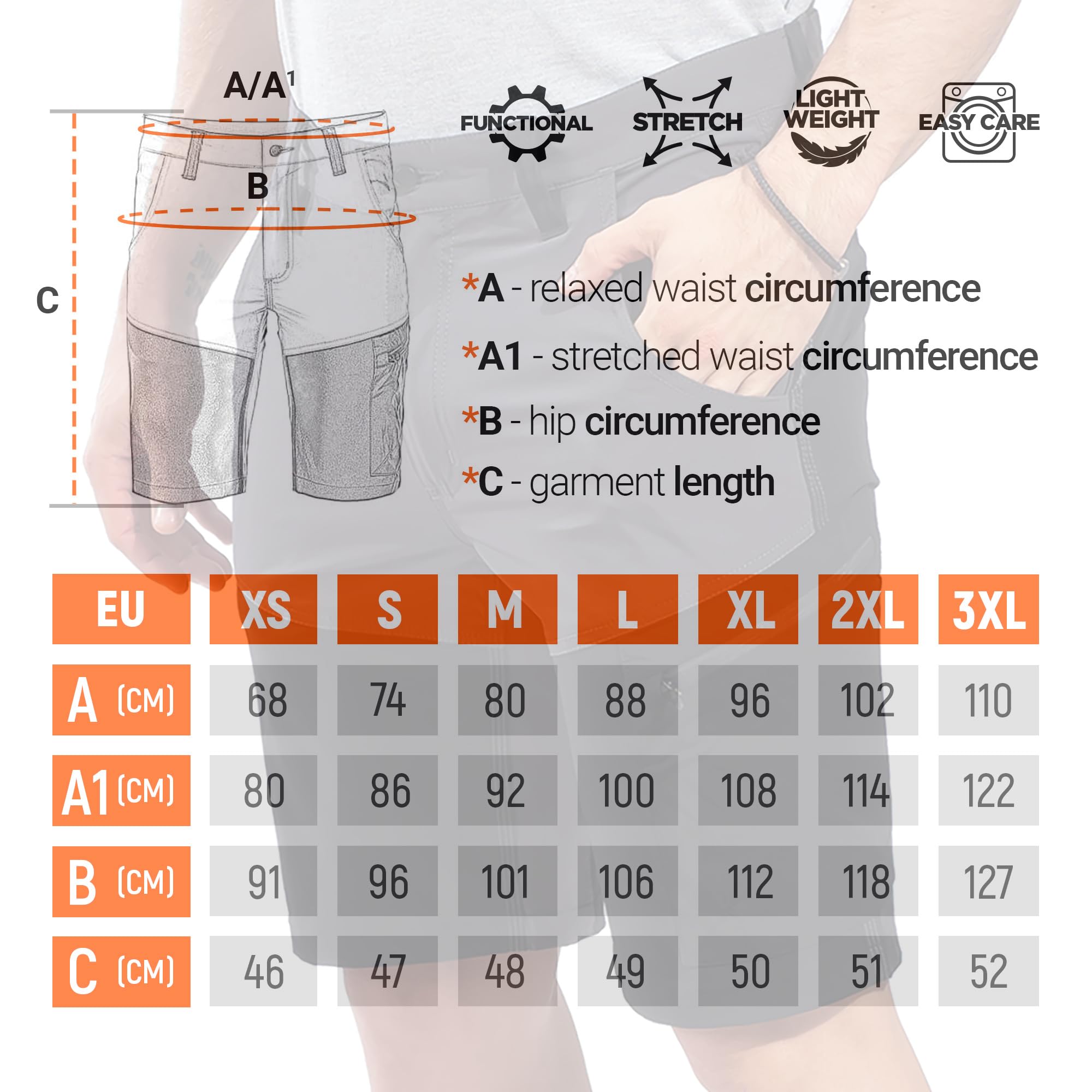 Stenso Nox Pantalones Cortos Trabajo Hombre Elasticos - Bermudas Trabajo Hombre Stretch