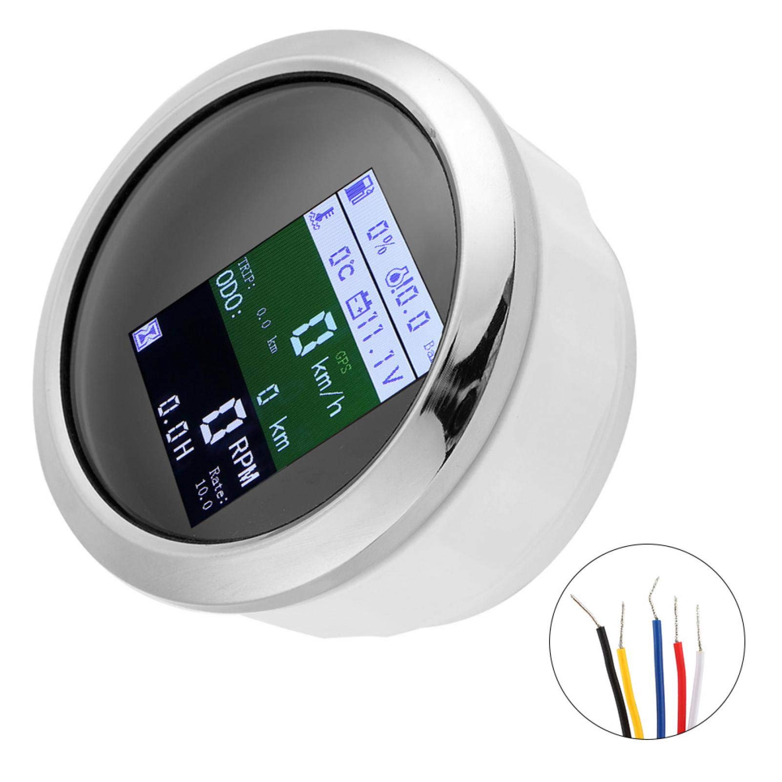 6-in-1 Multifunktions-GPS-Tachometer Drehzahlmesser Voltmeter ?ldruck Kraftstoffstand Wassertemperaturanzeige 9-32V 85mm(EU Standard-Schwarzes Zifferblatt)