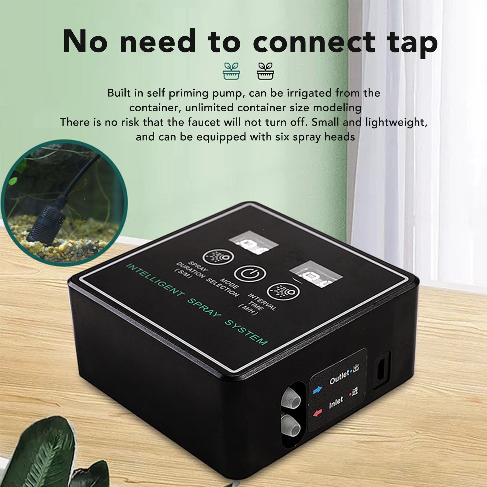 VBESTLIFE Umidificatori per Rettili, Nebulizzatore a Temporizzazione Automatica con di Spruzzatura Intelligente con Ugelli Nebulizzatori Regolabili a 360 °, Pompa Incorporata,