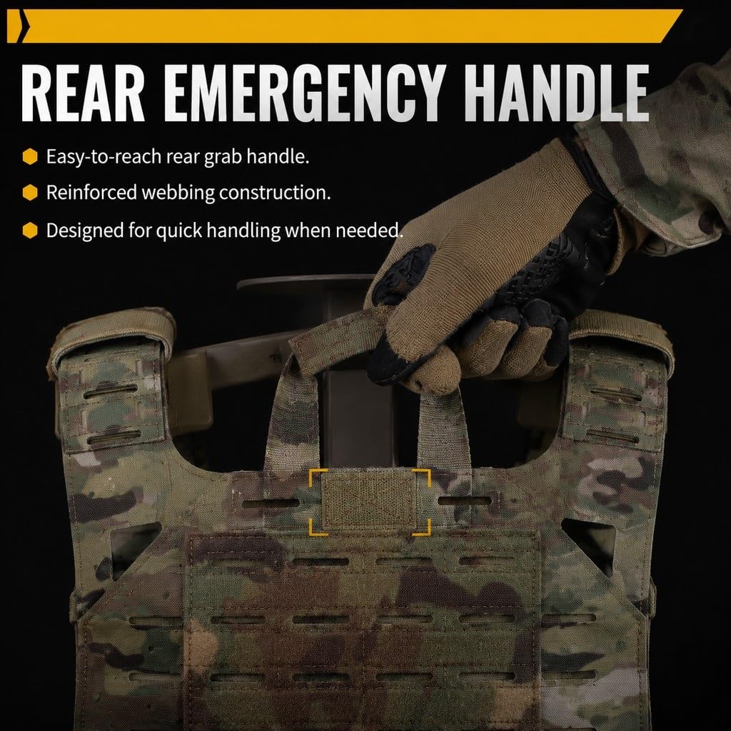 Chaleco Táctico SF V2 Molle Ligero Ajustable Con Bolsa De Almacenamiento Y Asa Rescate, Compacto For Exteriores