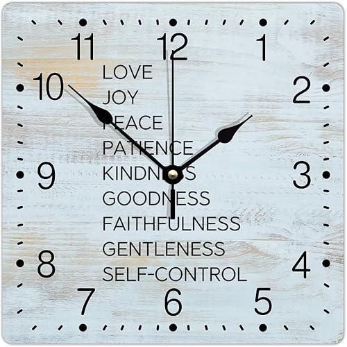 Reloj de pared de PVC con texto en inglés "Love Joy Peace Patience Kindness Goodness", reloj de pared grande con frase inspiradora de 12 pulgadas,