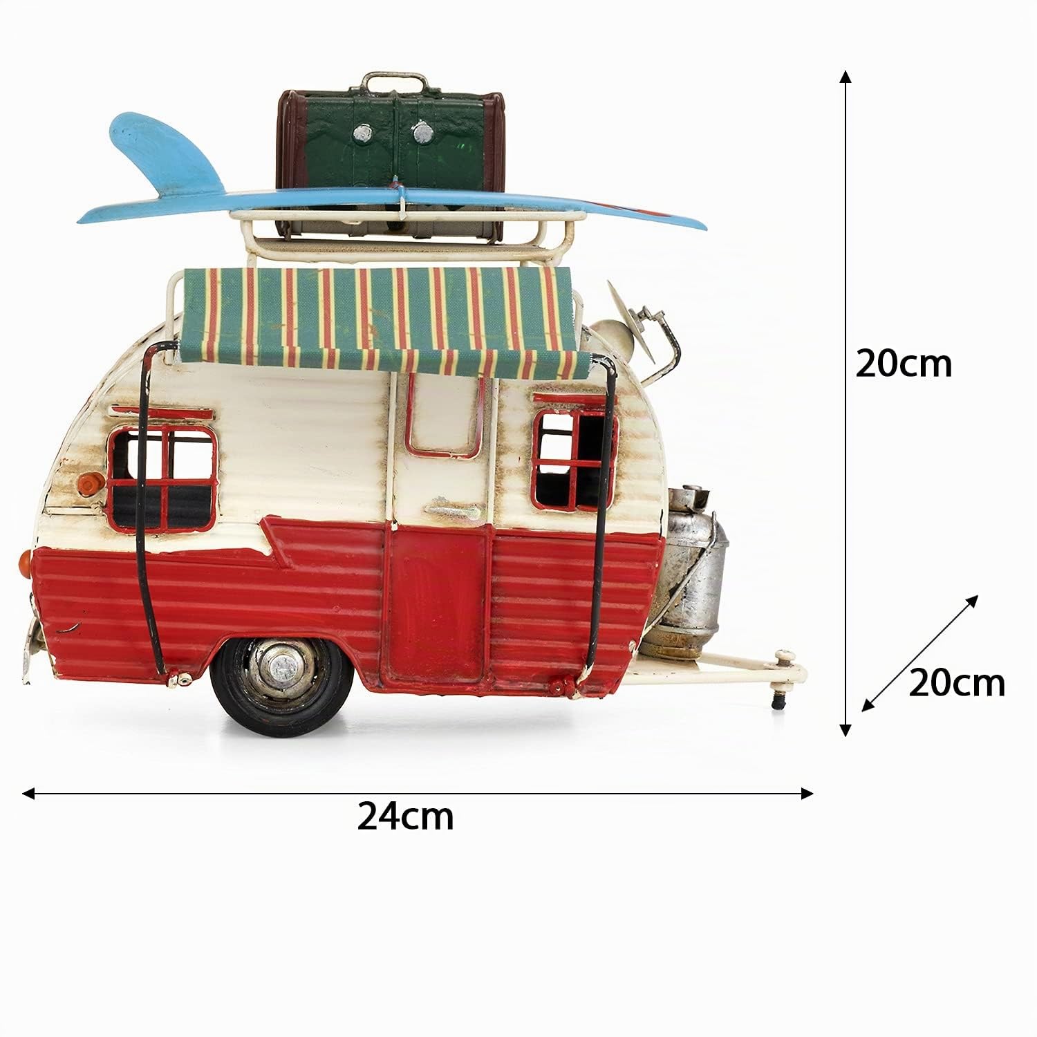 Moritz Blechdeko Wohnwagen rot Weiss Gepäck Retro Camper Auto Oldtimer Nostalgie Sammlerstück