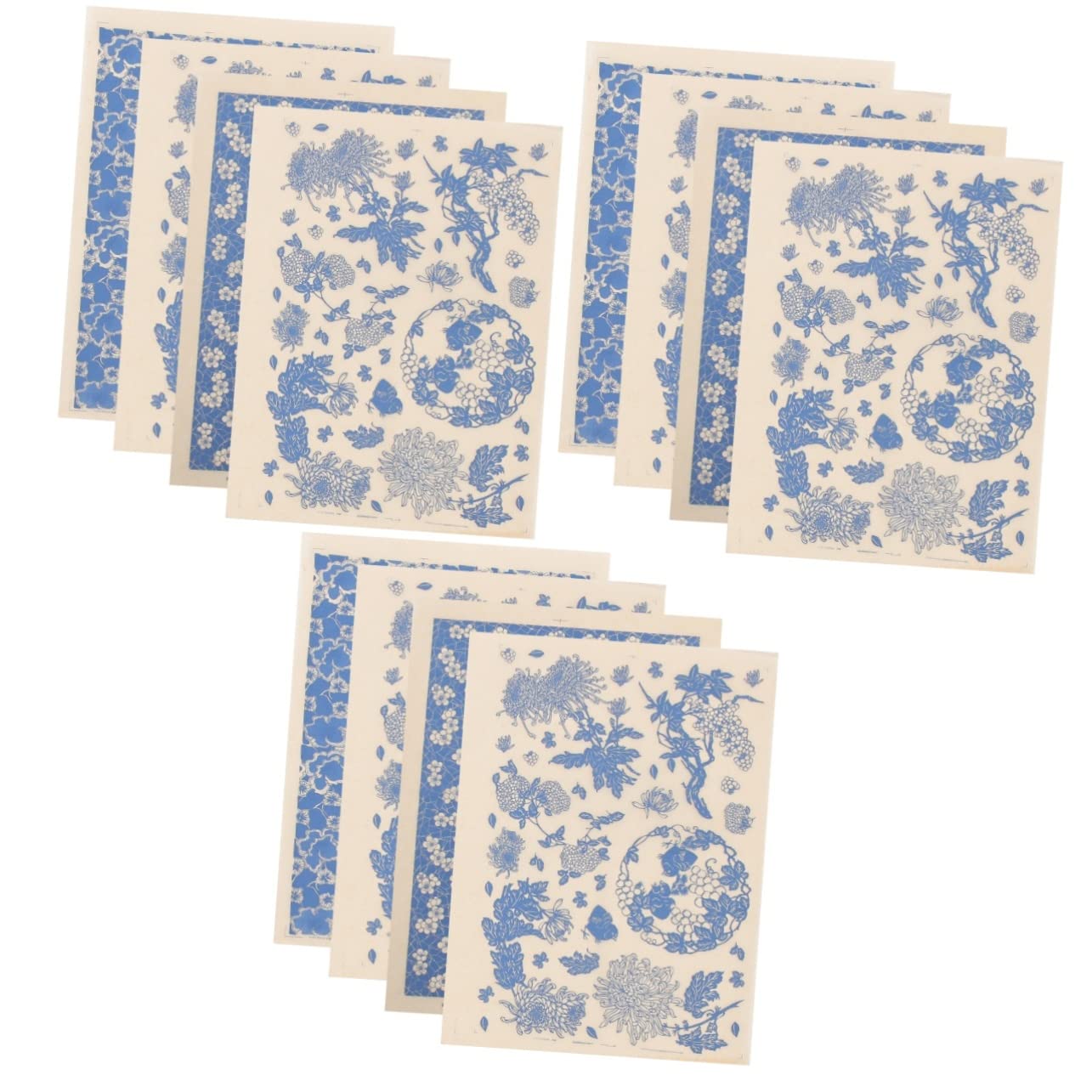 EXCEART 12hojas Papel De Transferencia Cerámico De Estilo Chino para Decoración Artesanal De Calcomanías De Arcilla para Manualidades De Cerámica y Proyectos De DIY