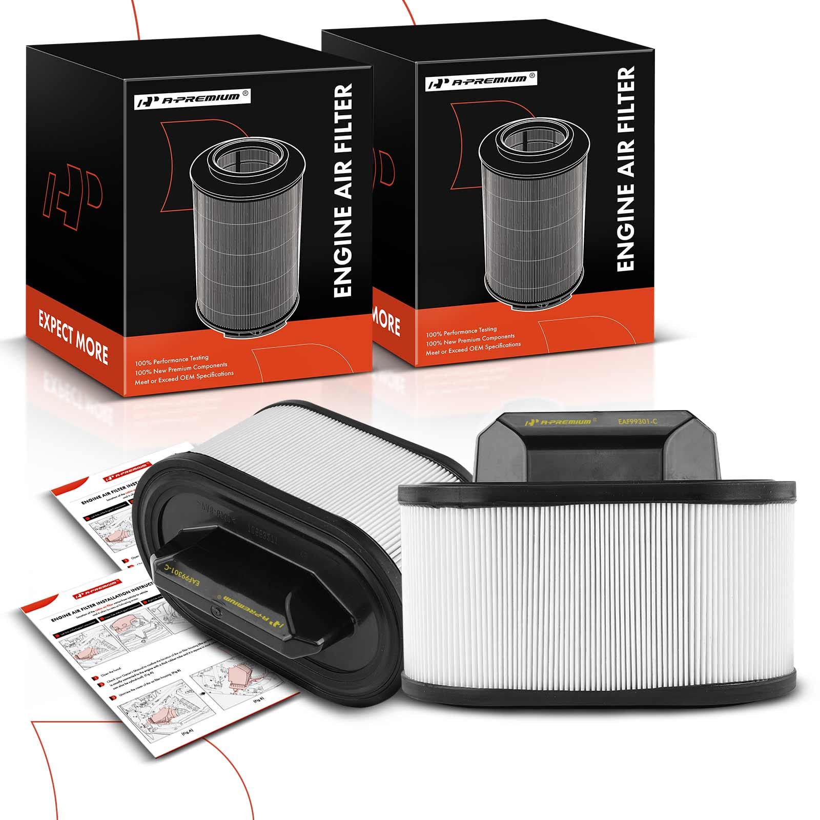 A-Premium 2-PC Engine Air Filter Compatible with Maserati Ghibli, Quattroporte 2014-2022, Levante 2017-2022,