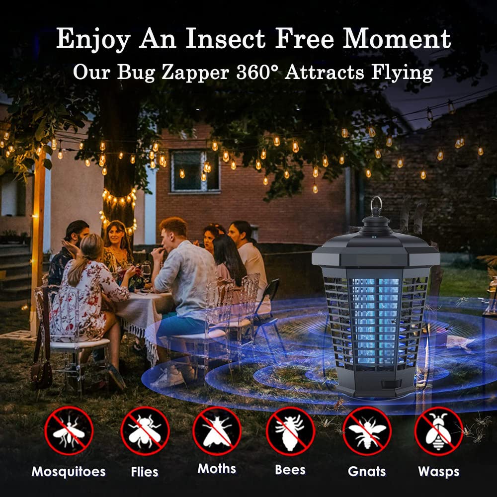 Bug Zapper Outdoor,4200v Electric Mosquito Zapper Indoor,2 En 1 Impermeable Bug Killer Lantern Con Cable De Alimentación, Trampa Para Moscas De Alta Potencia Para El Hogar,Patio,Campamento