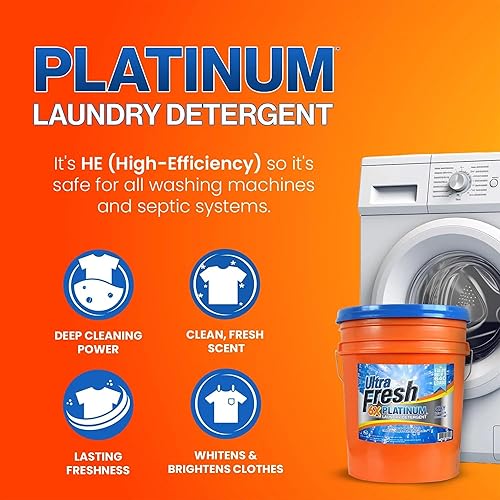 Vista 18 de Ultra Fresh Platinum Original Blue PLUS - Detergente líquido para ropa suavizante HE. Concentrado; hace hasta 640 cargas. Compara