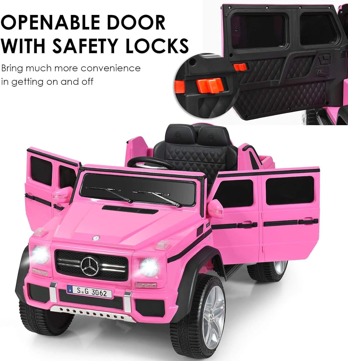 Licensed Mercedes-Benz Maybach G650S Ride On Car by OLAKIDS, 12V Kids Electric Vehicle with Remote Control 3 Speeds Wheels Suspension, Battery Powered Driving Toy with Music USB TF Horn (Bright Pink)