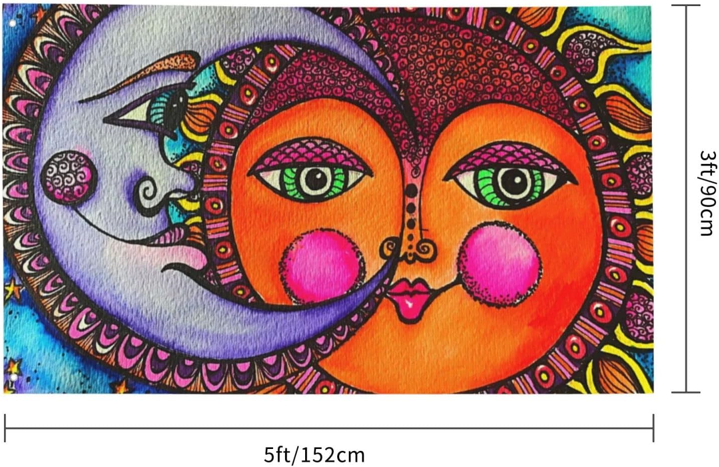 Outdoor Flags Sun and Moon Celestial Hippie Art Flags Garden flag Double Sided Yard Flags 3x5FT Spring Summer Holiday Garden Decor for Outside, Lawn, Porch, Balcony. - Image 3