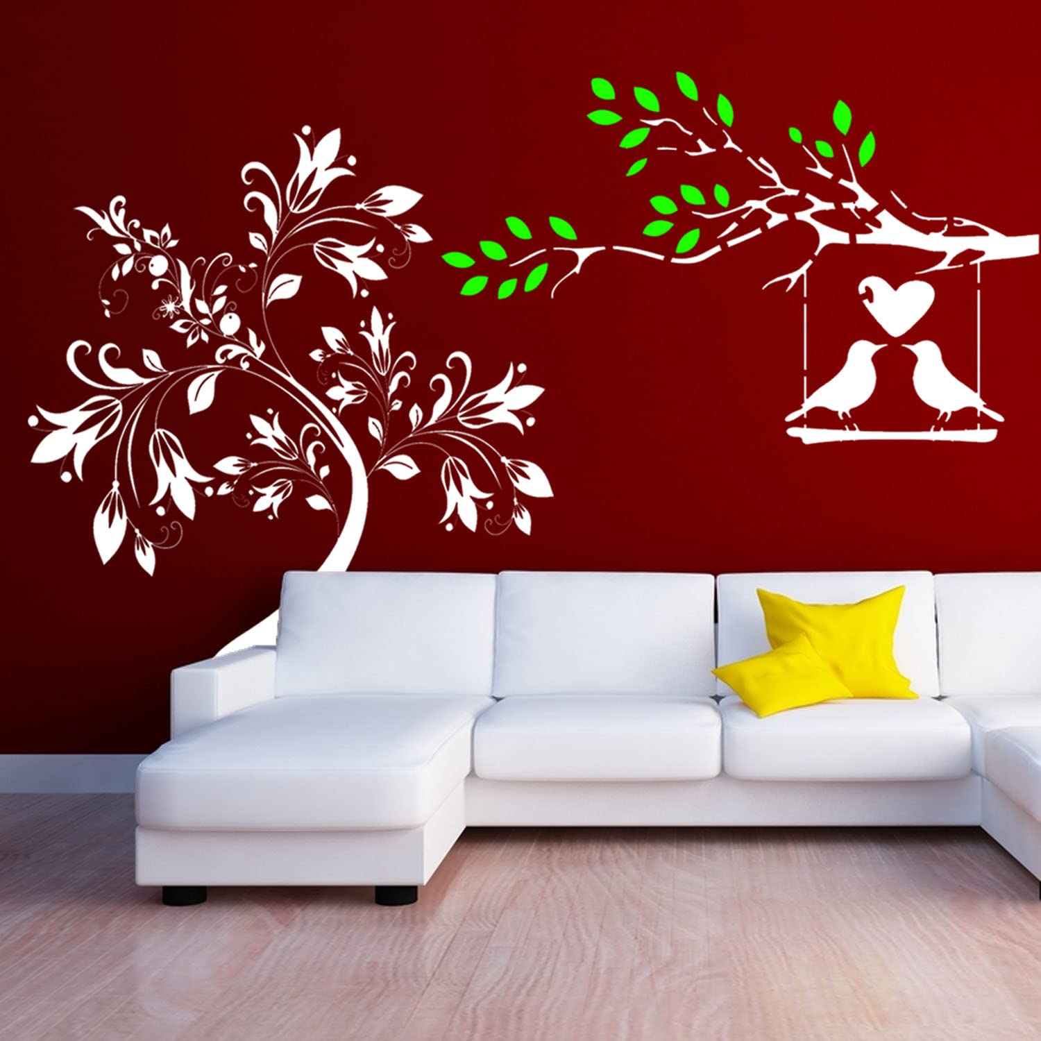 ARandNJ Pack of 2 Painting Wall Stencils, (Size:- 24X40 & 16X24 Inch) Nature Art Theme- Curvy Tree and Love Birds DIY Reusable Design Ideal for Bedroom, Living Room, Drawing Room & Office Decoration (B09WRTNSTP) Amazon Price History, Amazon Price Tracker