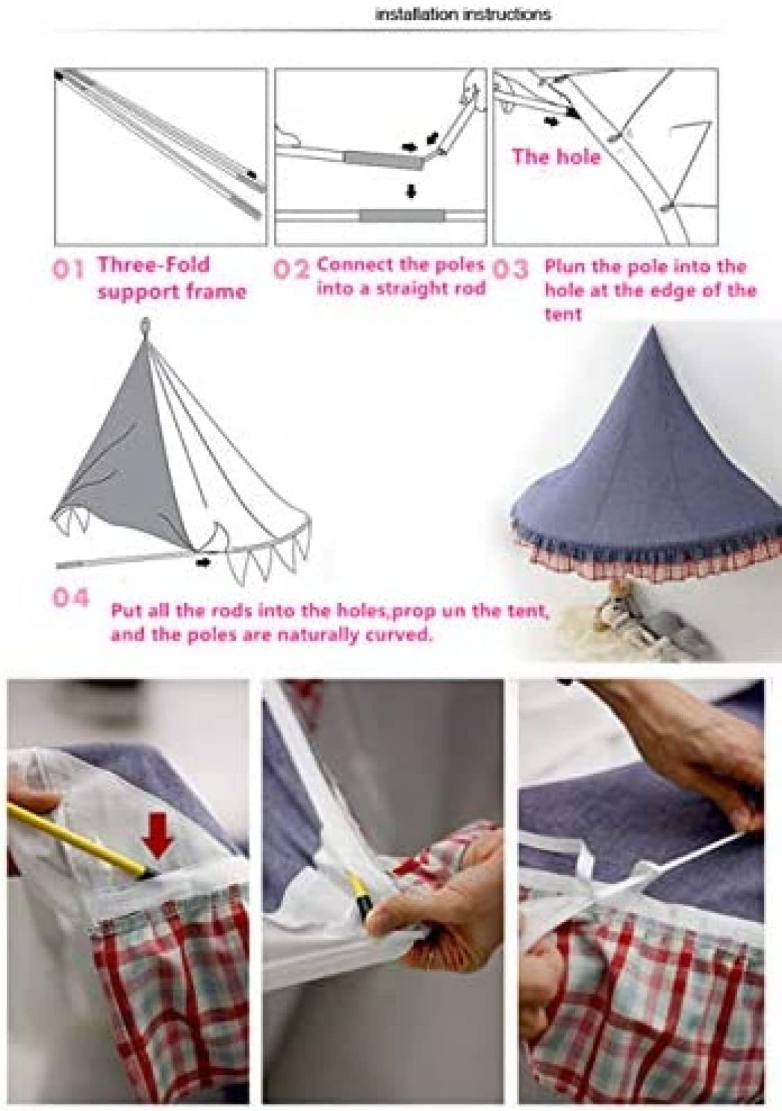 Mosquitera para cama, tienda colgante de cúpula grande para el hogar, viajes y uso al aire libre