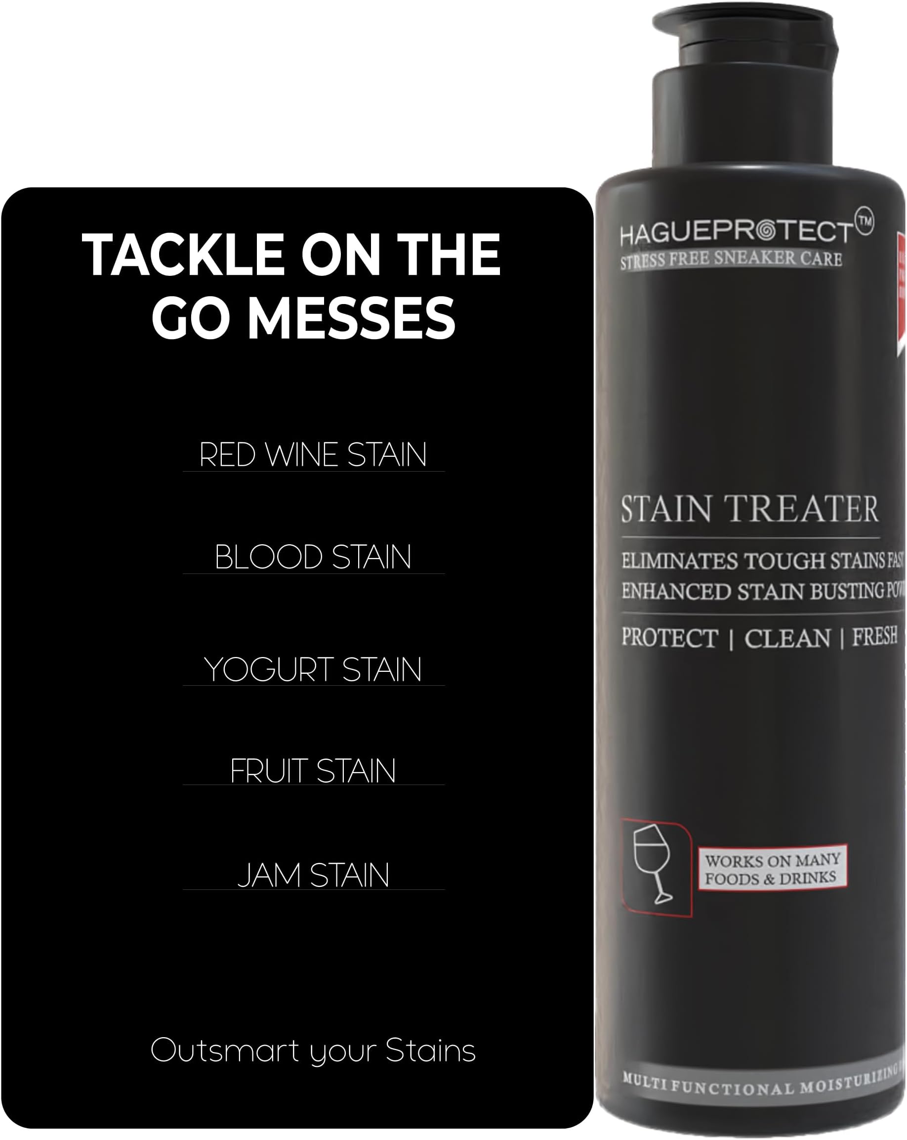 Powerful Stain Treater- Sneaker Cleaning Solution & All-in-One Stain Treater – Fast-Acting Stain Remover Spray for Food, Grease, Coffee, Wine For Instant Cleaning | Shoe Cleaning Travel Kit