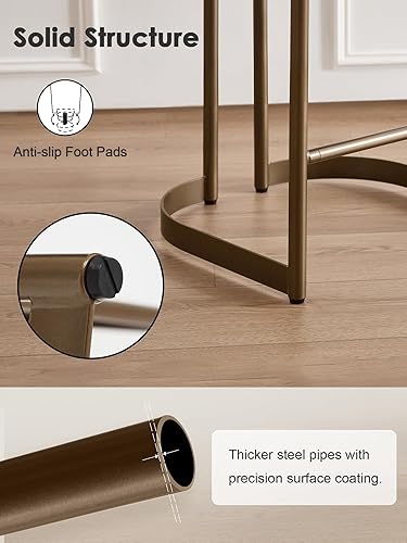 Miniatura 5 de Juego de 2 taburetes de mostrador de 26 pulgadas, modernos taburetes de bar de lino con respaldo curvo, taburetes tapizados de altura de mostrador