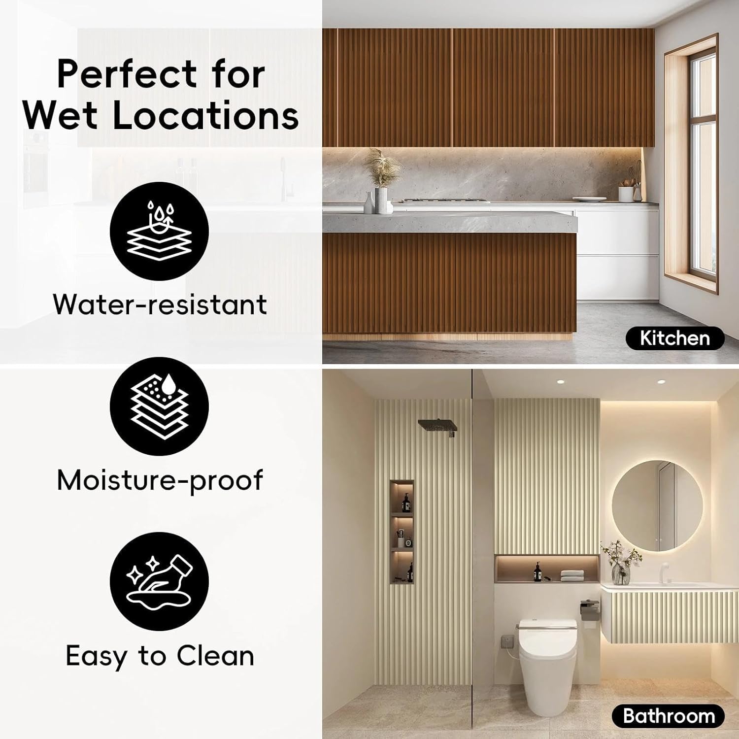 10Pack WPC Slat Wall Panels, 96 x 6.4 x 0.8Inches 3D Accent Wall Panels for Interior Home Decor, Fluted Wood Paneling for Living Room, TV Background, Office, Bedroom(Oak)
