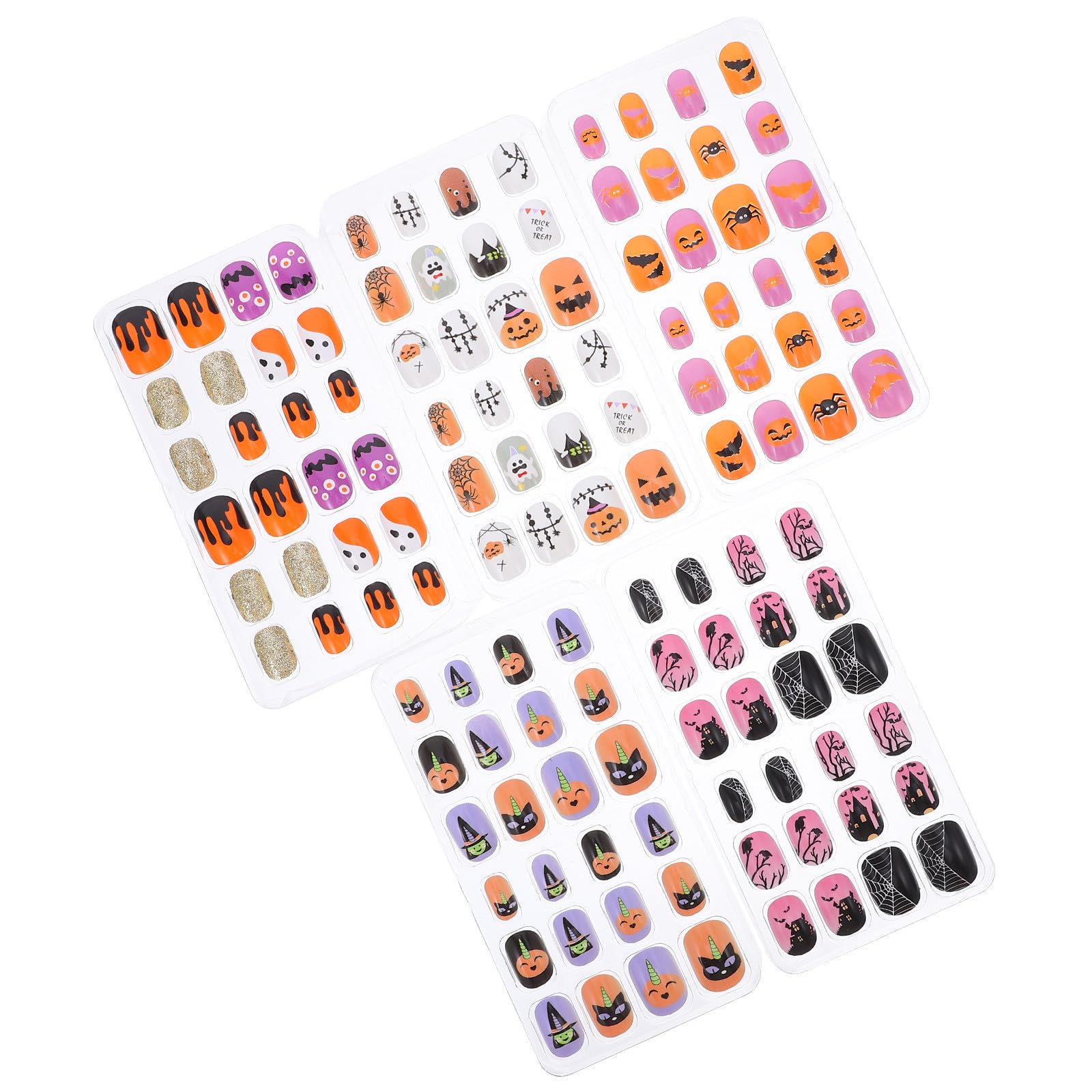 Abaodam 480 Pezzi Unghie Finte per Halloween in Abs per Bambine, Facili da Applicare Stile Press On, Decorazioni Adorabili per Festa e Manicure Stili multipli