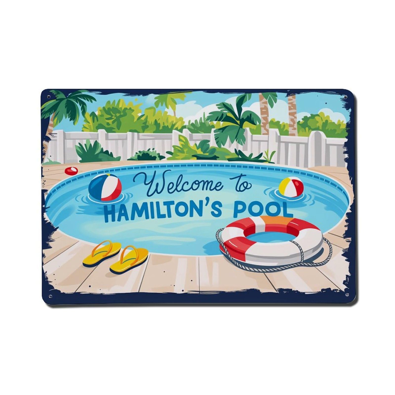 Welcome To Hamilton's Pool Tin Sign Vintage Metal Poster, Home Bar Garage Man Cave Cafe Indoor & Outdoor Wall Decoration 8x12Inches