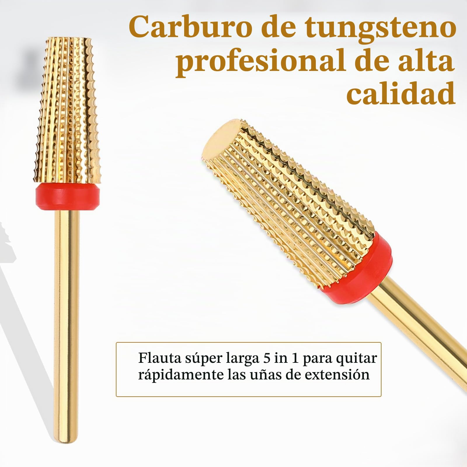Qianyu Brocas de uñas superlargas 5 en 1 profesionales de carburo de tungsteno de 3/32 pulgadas, uso giratorio bidireccional para zurdos y diestros, puntas de seguridad avanzadas, eliminación rápida