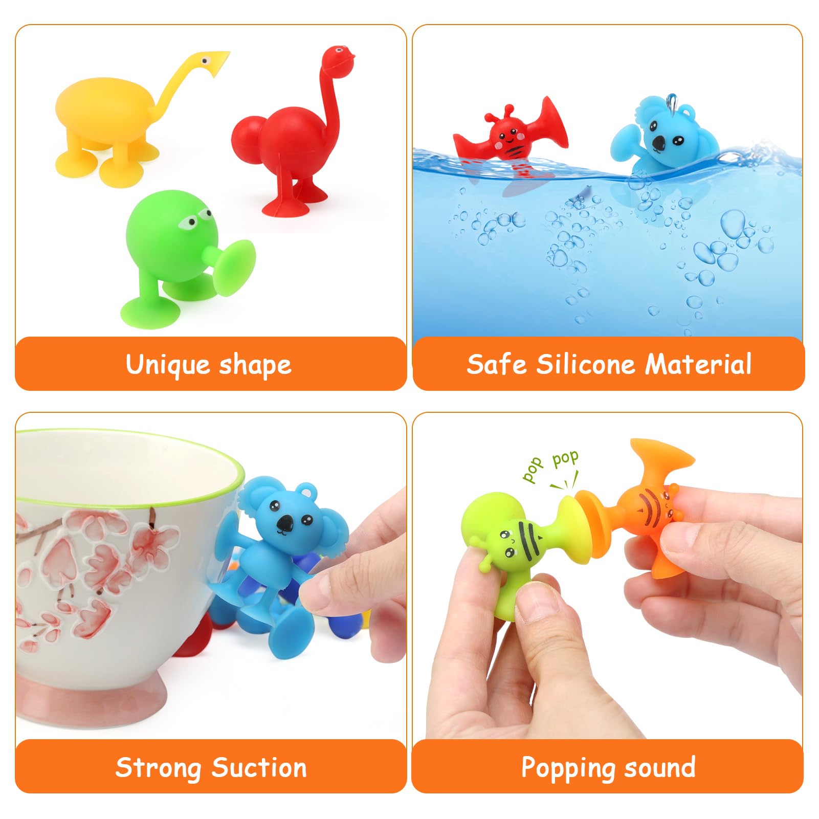 Jouets à Ventouse Silicone 26 Pièces Jouets de Bain Animaux Sensoriels Interactifs pour Enfants 3-7 Ans Garçons Filles