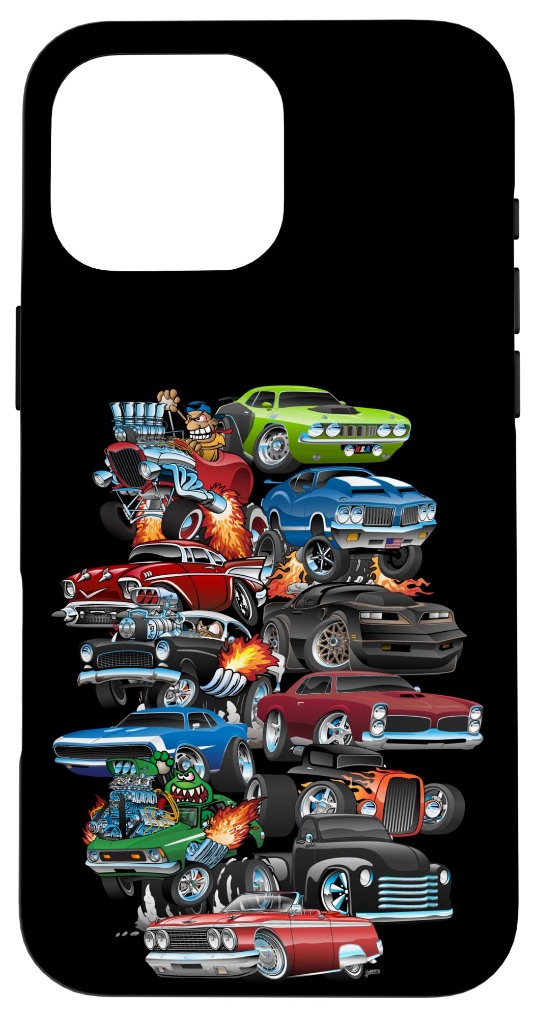 iPhone 16 Pro Max Hotrods, Classic Cars, Muscle Cars, and Race Cars Cartoons Case